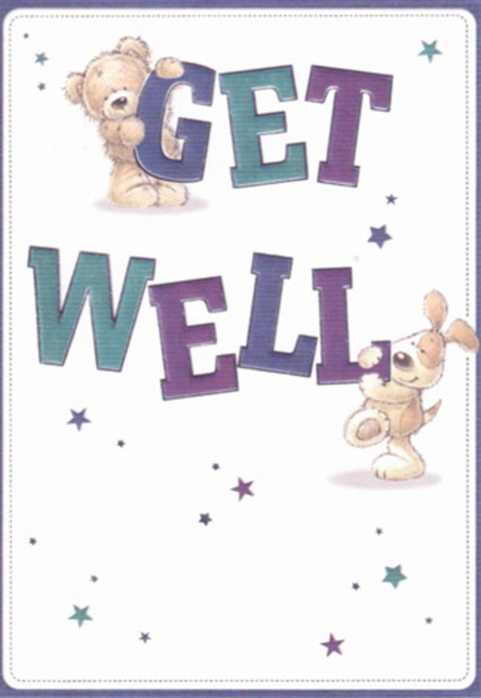 Bursts of comforting energy fill this get well card, its vivid illustration capturing the gentle encouragement loved ones in Stoke Newington know so well. At the heart is a lovable teddy bear, its soft, downy fur almost tangible, balanced atop bold, hand-painted letters shaded in joyous purples and fresh aquas. Beside it, a cheerful puppy with velvety, drooping ears presses in close, its face brimming with hope and affection. Dotted around the figures, sparkling stars swirl like well-wishes in the air-evoking the magical, uplifting effect of receiving flowers crafted near Butterfield Green or the bustling Church Street markets. The confident, enlarged typography anchors the scene, reinforcing the card's message with a tangible sense of positivity. Every detail-from the creamy background reminiscent of the fresh papers that wrap local bouquets, to the textured brushstrokes capturing the soft touch of fur-conveys the same tactile warmth found in a florist's hands. Whether sent from one neighbor to another across the peaceful streets of Stoke Newington, or accompanying a heartfelt bouquet from Flowers Stoke Newington, this card's light and reassuring mood makes it ideal for lifting the spirits of anyone on the mend. The scene radiates the community's signature blend of sincere care, creative playfulness, and gentle hope.