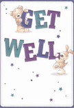 There's an instant sense of uplifting optimism in this get well card, its warm design echoing the nurturing community spirit of Stoke Newington. Joyful and full of character, a huggable teddy bear and a playful pup seem to leap from the soft cream background, each delighting in holding and balancing the large, colorful letters that spell out 'Get Well.' The indigo and teal hues in the lively typography perfectly complement the gentle smiles and rounded, expressive features of the furry friends. Tiny, sparkling stars-ranging from deep violet to soothing blue-are scattered around them, reminiscent of hopeful twinkles in the early morning sky above Clissold Park. The artists' textures make the illustrated fur appear almost touchable, evoking the comforting embrace of a loved one or the soft petals in a bouquet gathered from Stoke Newington's local florists. Like a thoughtfully chosen arrangement, this card is a carrier of genuine kindness and tender care, bringing a touch of brightness to anyone facing recovery. Its inviting, light feel makes it perfect for delivering comfort across N16, gently reassuring recipients that they are being thought of with heartfelt warmth and local love.